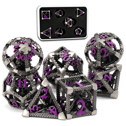Cthulhu DND Metal Dice, Dungeons and Dragons Dice Metal Dice Set - Purple Number