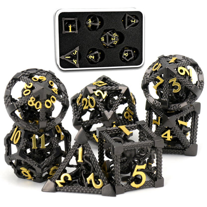 Cthulhu DND Metal Dice, Dungeons and Dragons Dice Metal Dice Set - Black