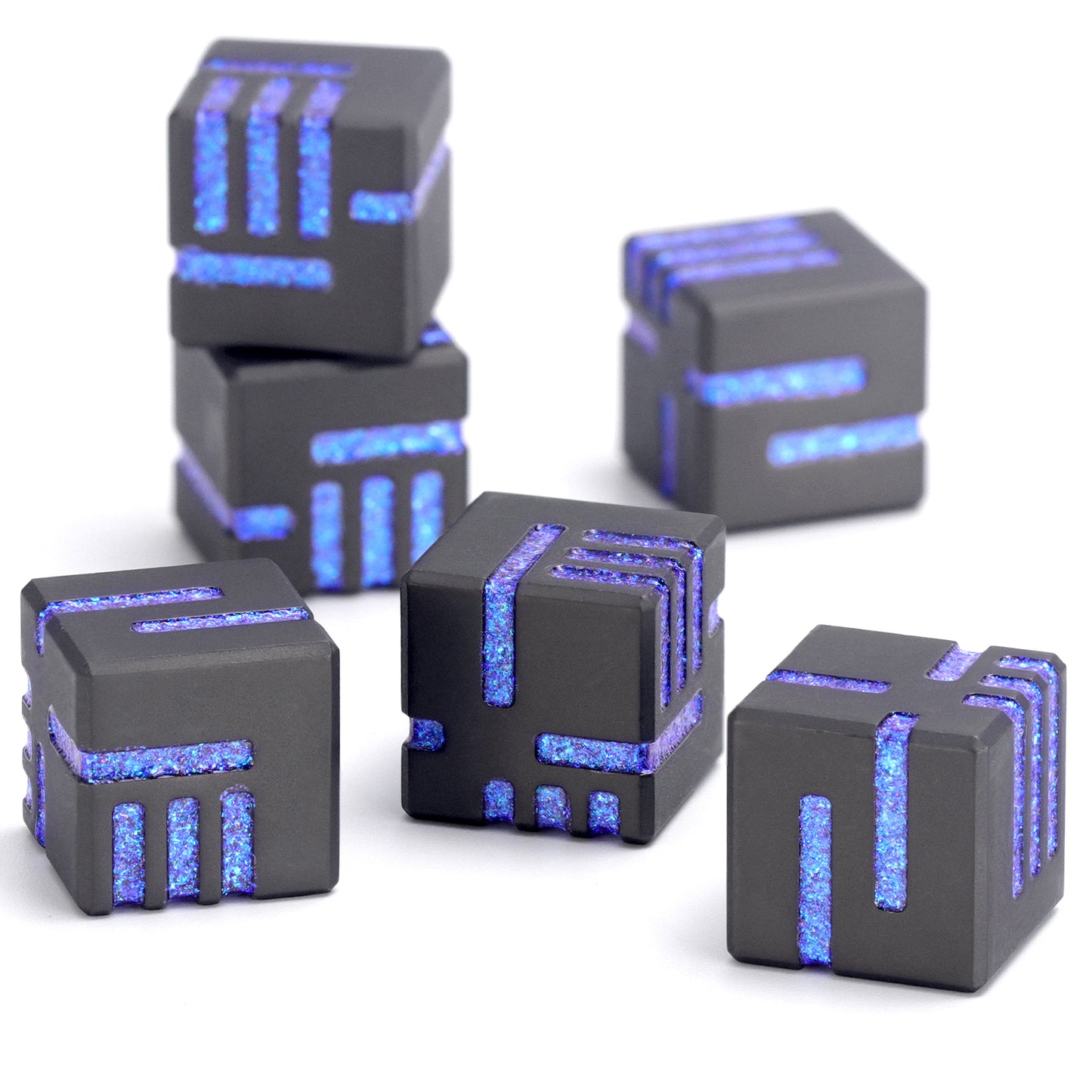 D6 DND Dice Set, 6 Sided Dice 6 Pieces Metal Game Dice  - Flash Blue