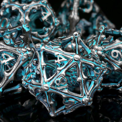 3D Eye Monster DND Metal Dice,7PC/Set Dice for Dungeons and Dragons Dices Polyhedral Dice - Retro Blue