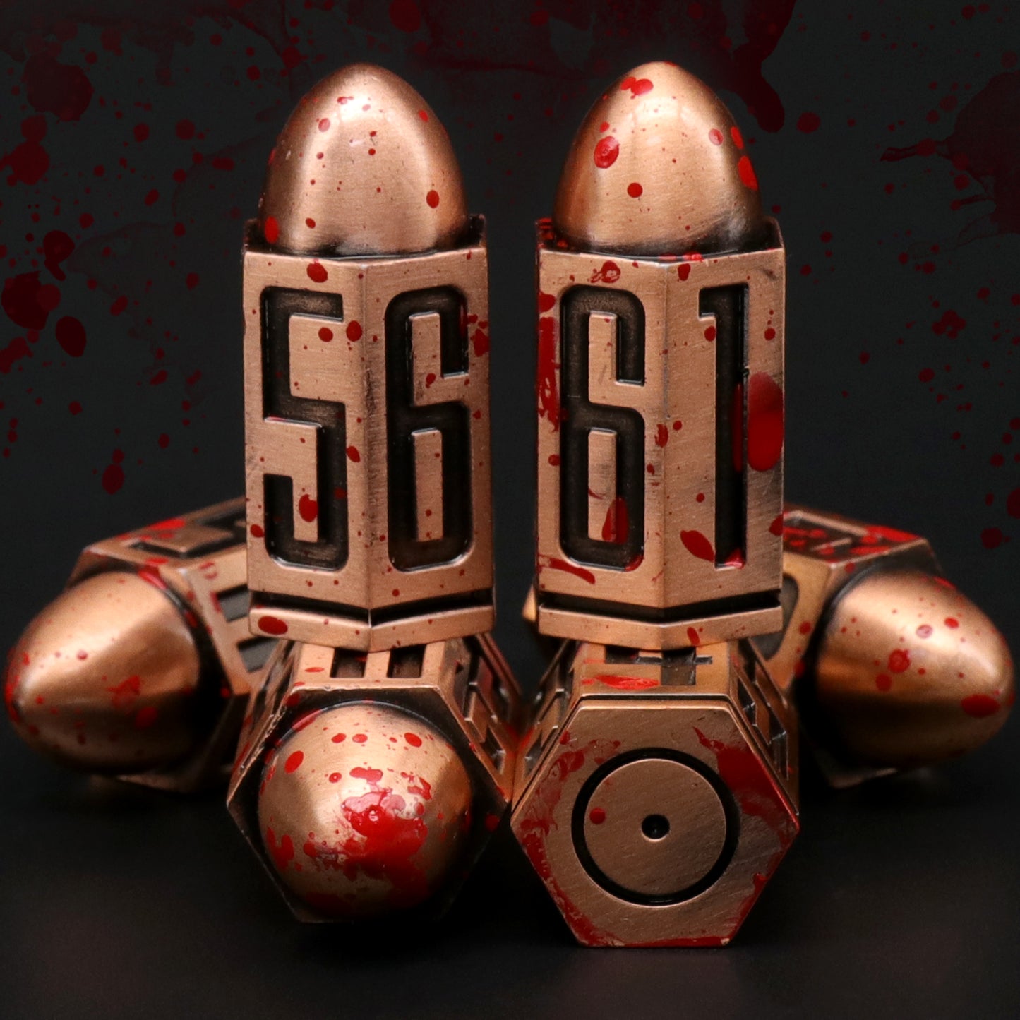 6 Pcs Bullet Metal Dice Set D6 Dice 6 Sided Dice - Copper Red