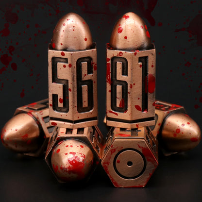 6 Pcs Bullet Metal Dice Set D6 Dice 6 Sided Dice - Copper Red