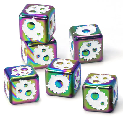 Metal D6 Dice, 6 Sided Dice Set of 6,DND Metal Dice Set for D and D Gifts-Dazzling White
