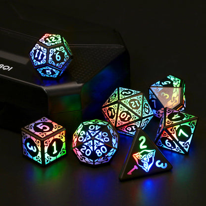 LED Dice Set 7PCS , DND Dice Rechargeable with Charging Box, Dungeon and Dragons Dice USB Port Charging, Role Playing Dice for D&D Table Games