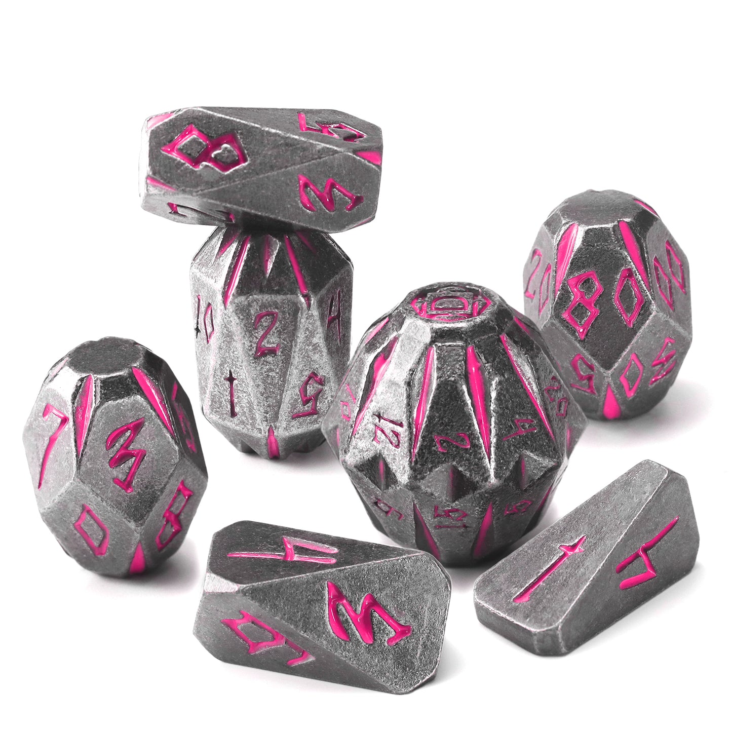 Metal Dice DND Polyhedral Dice Set Stonehenge Theme RPG Dice-Black Pink