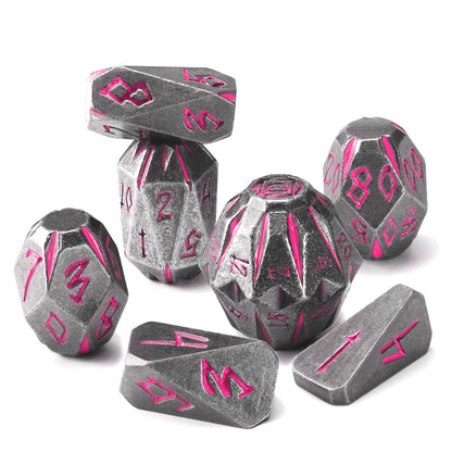Metal Dice DND Polyhedral Dice Set Stonehenge Theme RPG Dice-Black Pink