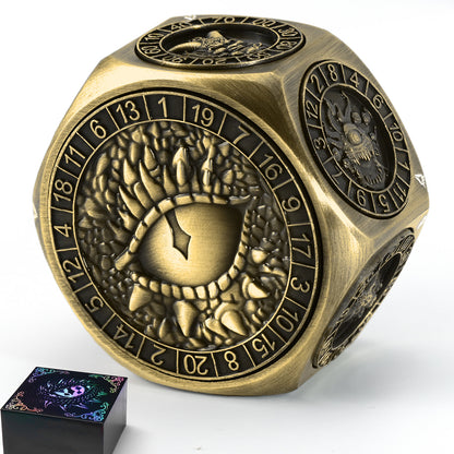 Metal Spinner Dice with Monster Engravings-Bronze