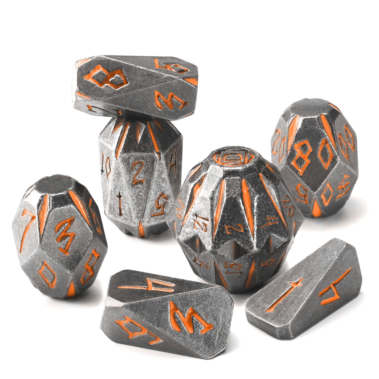 Metal Dice DND Polyhedral Dice Set Stonehenge Theme RPG Dice-Rusty Orange