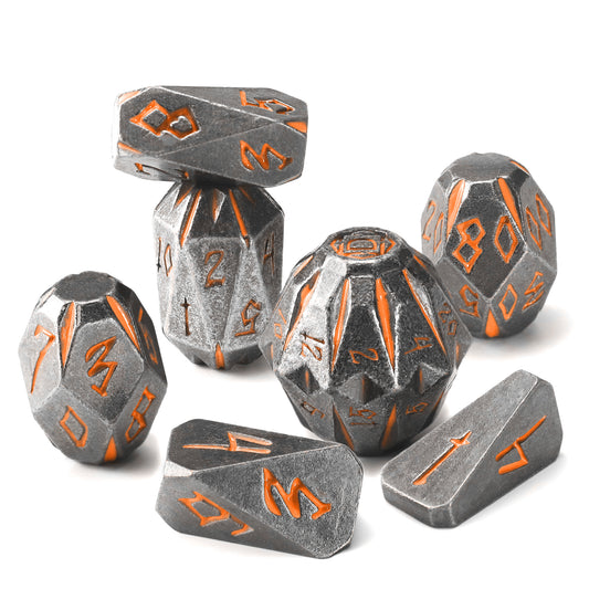 Metal Dice DND Polyhedral Dice Set Stonehenge Theme RPG Dice-Rusty Orange