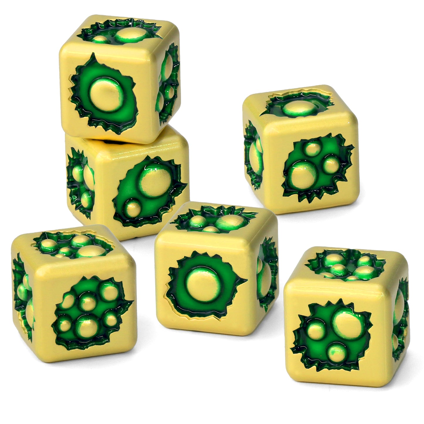 Metal D6 Dice, 6 Sided Dice Set of 6,DND Metal Dice Set for D and D Gifts-Bronze Green