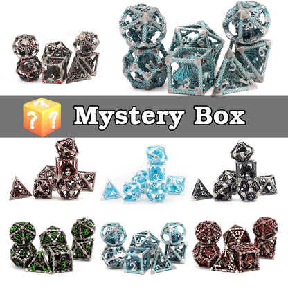 Mystery Dice Set for DND - 7PCS Metal Polyhedral Dice with Gifts Case