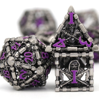 Reaper DND Dice, Dungeons and Dragons Dice Metal Polyhedral Dice Set Role Playing D&D Dice - Purple Number