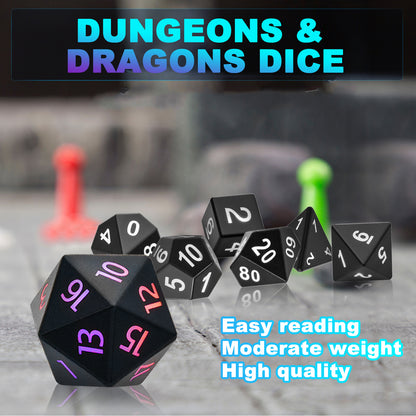 DND Dice Glowing Dice with Charging Box, 7 PCS LED Electronic Dices, Polyhedral Dice Sets - Black