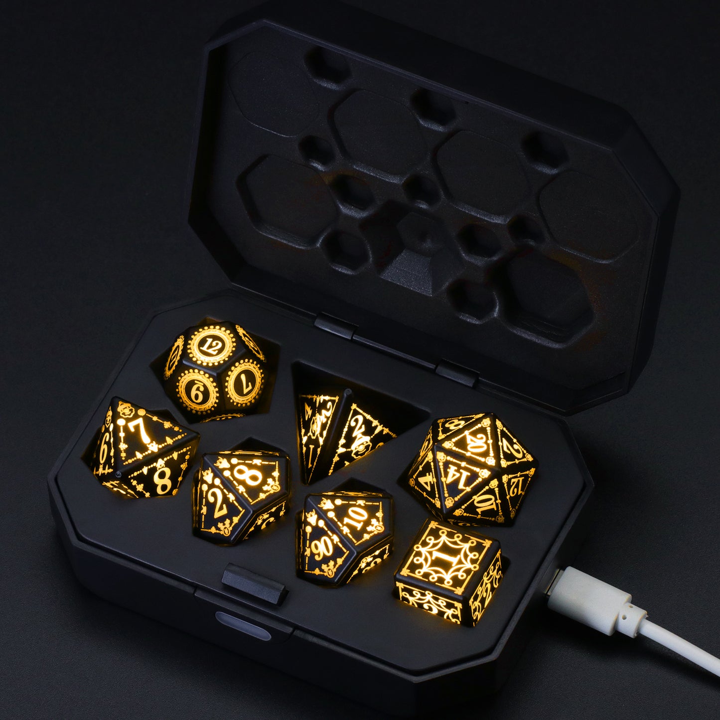 LED Dice, Light up DND Dice Rechargeable Flashing D&D Dice Set Flashing Electronic Glow Dice for Dungeons and Dragons Ttrpg Role Playing Game RGB Dice