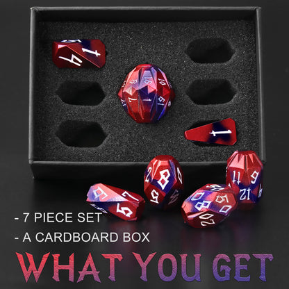 Metal Dice DND Polyhedral Dice Set Stonehenge Theme RPG Dice-Black Red