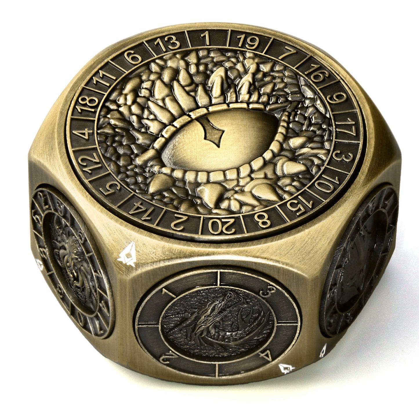 Metal Spinner Dice with Monster Engravings-Bronze