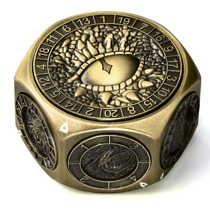 Metal Spinner Dice with Monster Engravings-Bronze