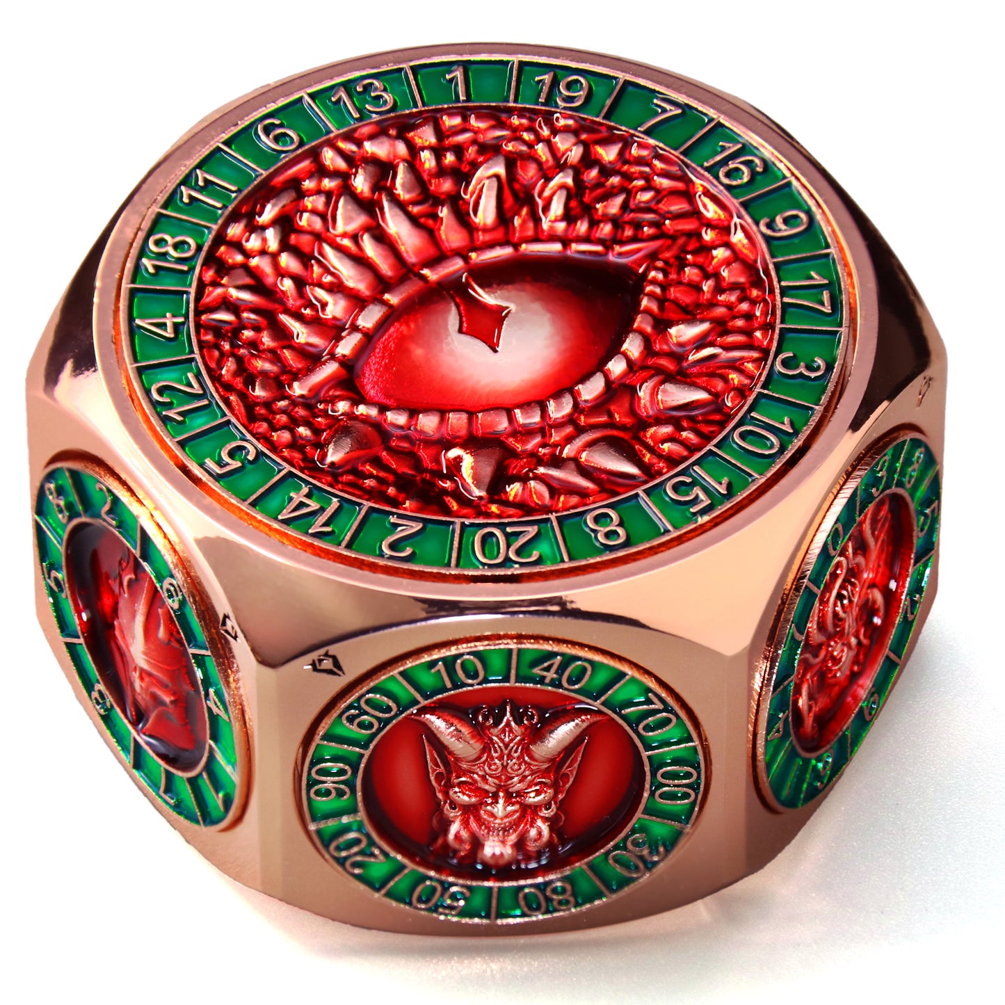 Metal Spinner Dice with Dual D20(Copper Red)