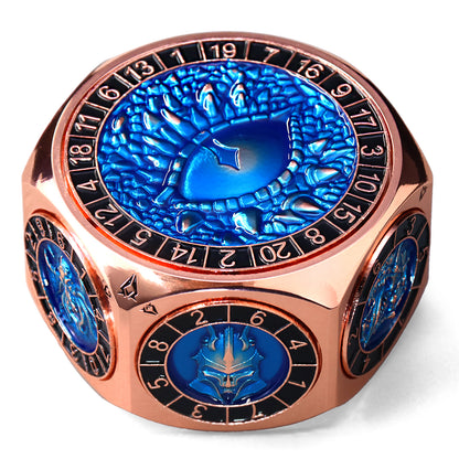 ZHOORQI 8-in-1 Metal DND Dice Set with 3D Monster Engravings(Copper Blue)
