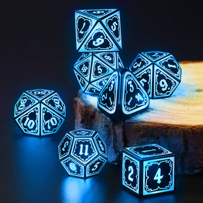 Light up DND Dice Set Rechargeable,Cool LED D and D Dice 7pcs with Charging Box Polyhedral Dungeons and Dragons RPG Dice Set for Role Playing Table Game (Astral Shard Blue)