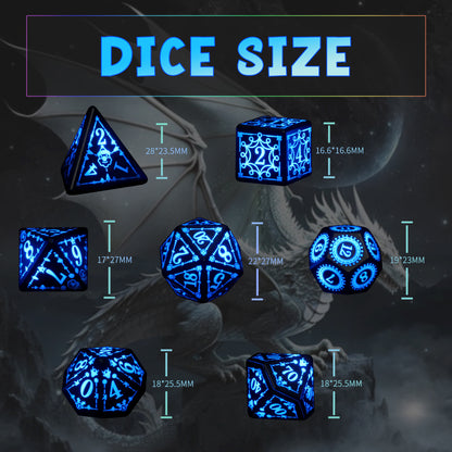 LED Dice, Light up DND Dice Rechargeable Flashing D&D Dice Set Flashing Electronic Glow Dice for Dungeons and Dragons Ttrpg Role Playing Game RGB Dice Blue Light