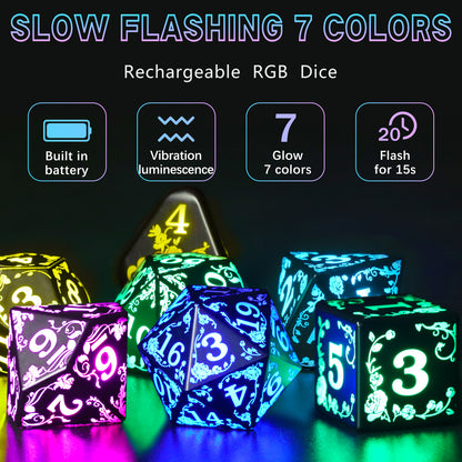 Rose RGB-Light up D&D Dice Set RGB DND Dice 7-Color
