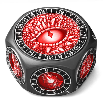 8-in-1 Metal Spinner Dice Perfect Gifts for Dice Goblin (Black Dice-Red)
