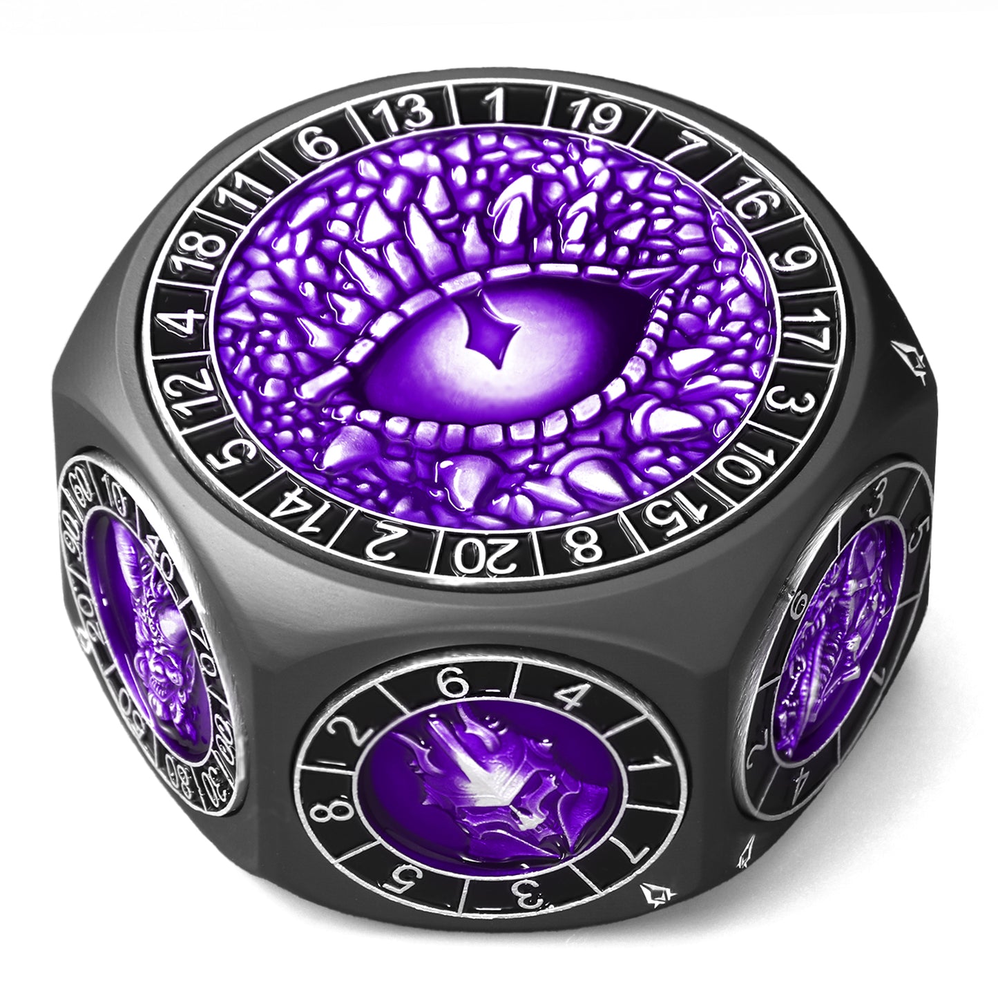 8 in 1 Metal Spinner Dice with Smooth Spinning – Perfect Gift for TTRPG(Black Dice - Purple)