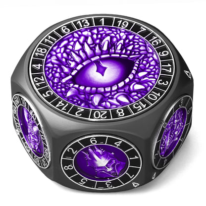 8 in 1 Metal Spinner Dice with Smooth Spinning – Perfect Gift for TTRPG(Black Dice - Purple)