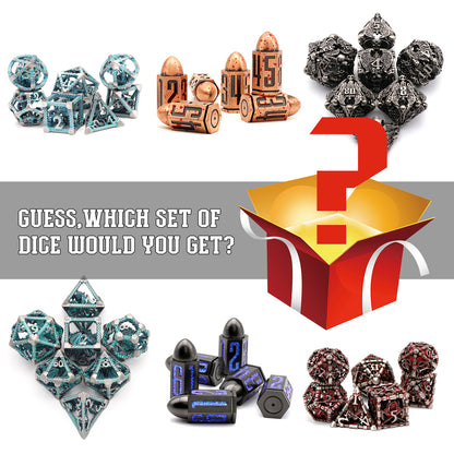 Mystery Dice Set for DND - 7PCS Metal Polyhedral Dice with Gifts Case