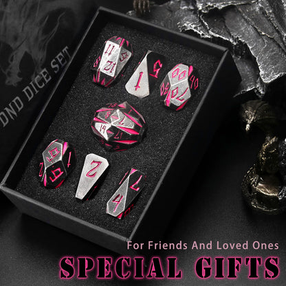 Metal Dice DND Polyhedral Dice Set Stonehenge Theme RPG Dice-Black Pink