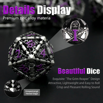 Reaper DND Dice, Dungeons and Dragons Dice Metal Polyhedral Dice Set Role Playing D&D Dice - Purple Number