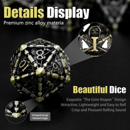 Reaper DND Dice, Dungeons and Dragons Dice Metal Polyhedral Dice Set Role Playing D&D Dice - Bronze