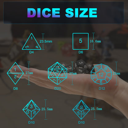 DND Dice Glowing Dice with Charging Box, 7 PCS LED Electronic Dices, Polyhedral Dice Sets - Black