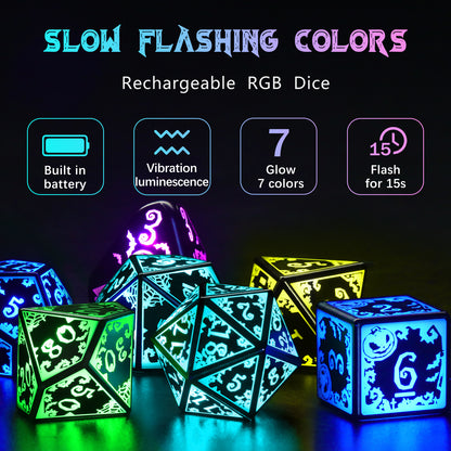 Pumpkin RGB-7 Color Wireless Light Up DND Dice Set