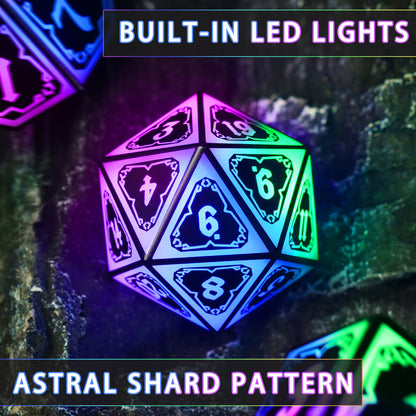Light Up Dice Set D and D for Dungeons and Dragons 4 in 1 Color, Cool LED DND Dice with Charging Box Rechargeable Polyhedral Role Playing Dice for DND Gifts RPG (Astral Shard Mixed Colors)