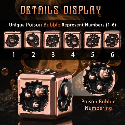 Metal D6 Dice, 6 Sided Dice Set of 6,DND Metal Dice Set for D and D Gifts-Copper Black