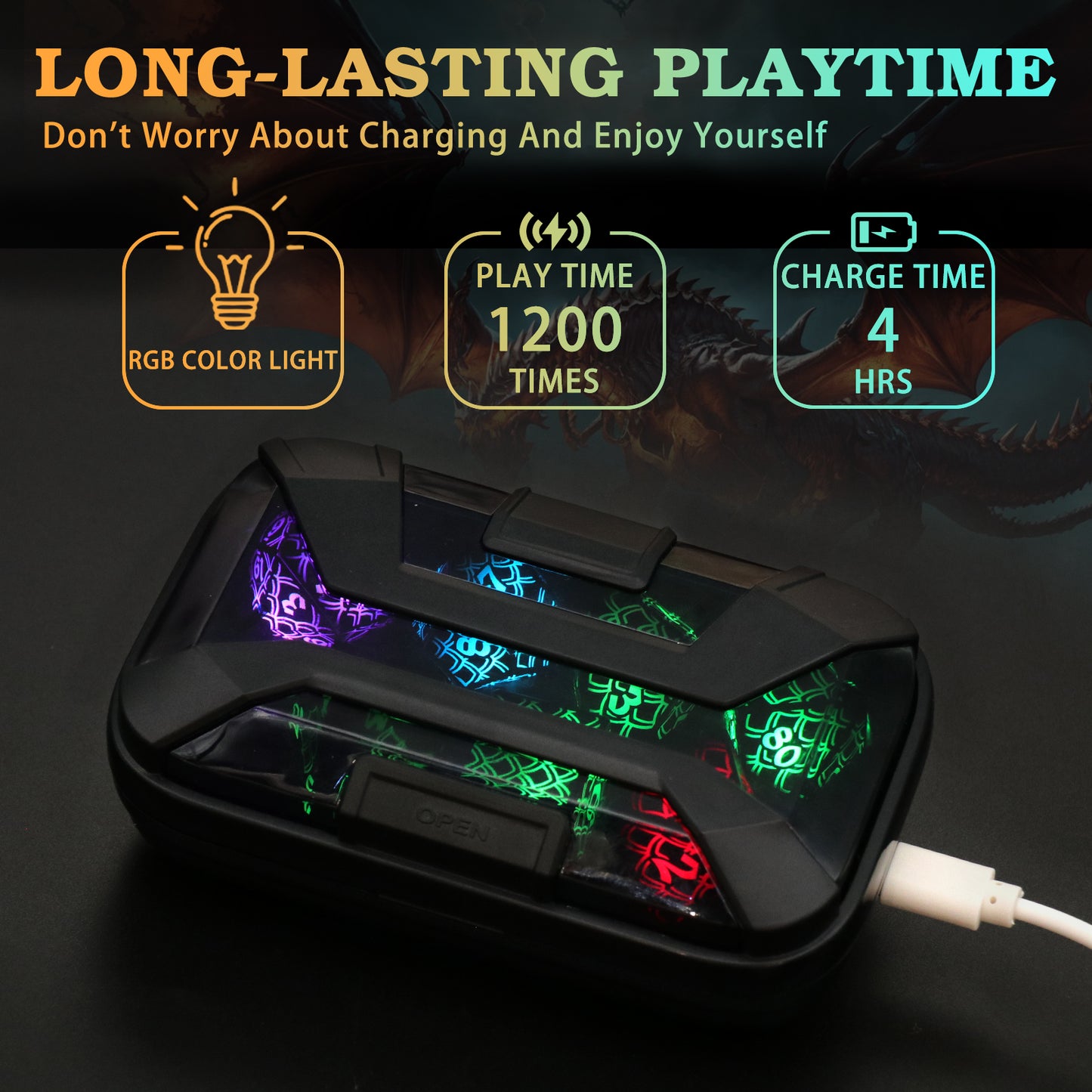 RGB-Dragon Scale-Rechargeable DND Dice Set, Role Playing Dice D&D Gifts