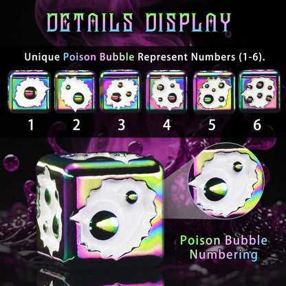 Metal D6 Dice, 6 Sided Dice Set of 6,DND Metal Dice Set for D and D Gifts-Dazzling White