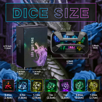 Rose RGB-Light up D&D Dice Set RGB DND Dice 7-Color