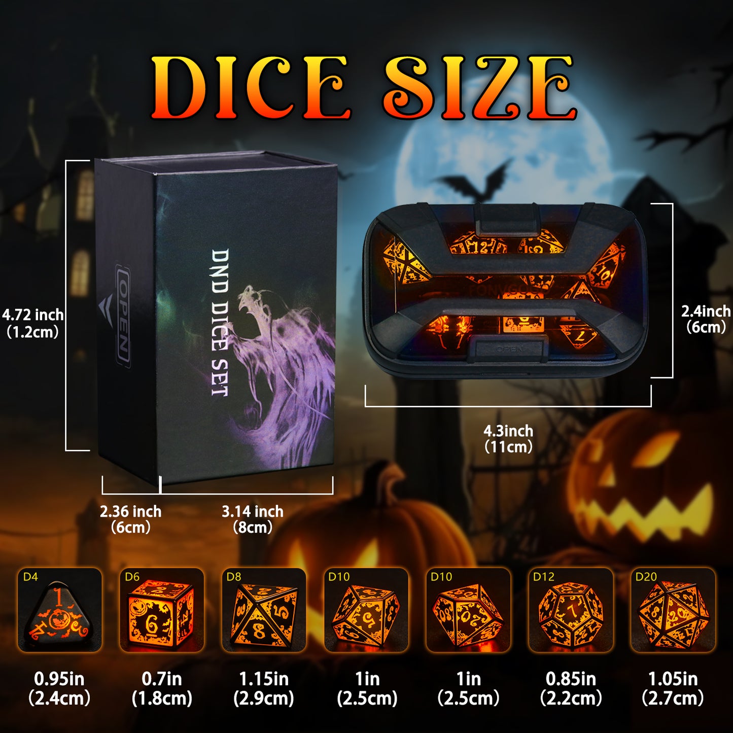 Pumpkin Orange-Wireless Light Up DND Dice Set