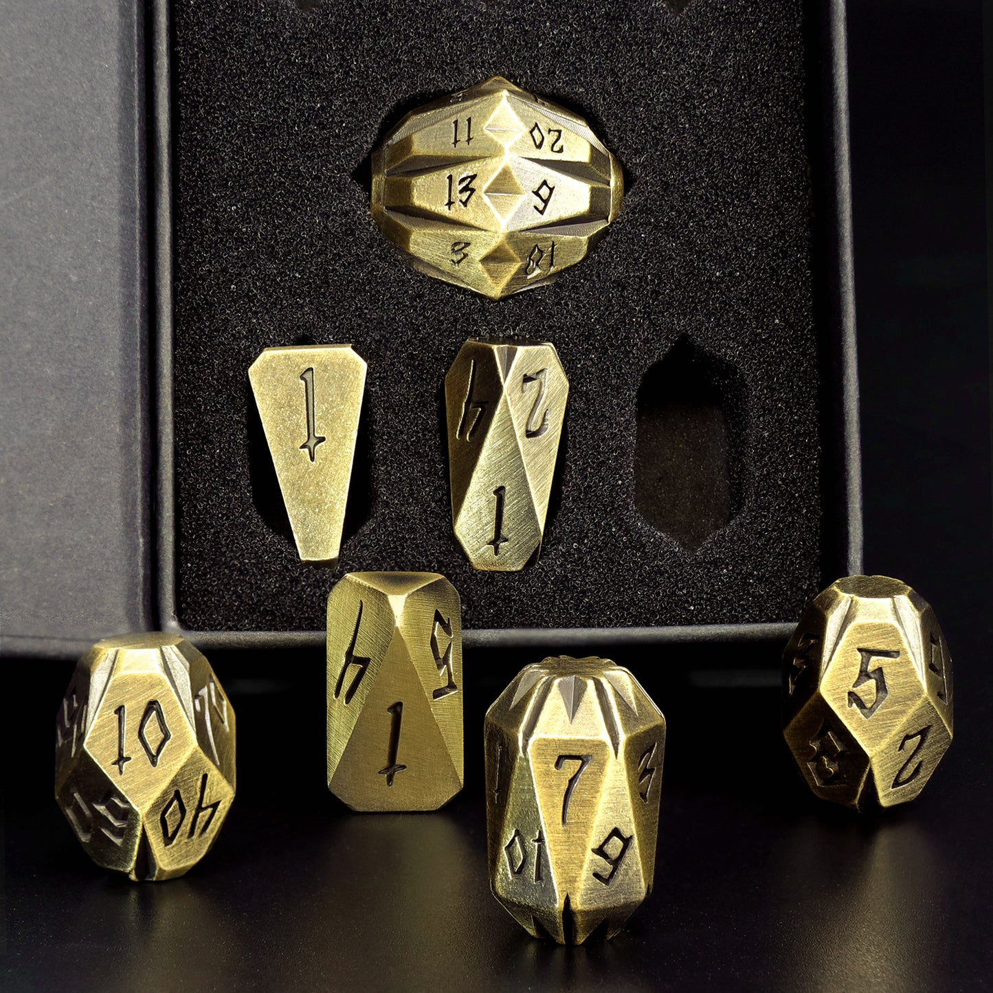 Dice DND Metal Polyhedral Dice Set Stonehenge Theme RPG Dice-Bronze