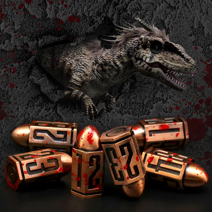 6 Pcs Bullet Metal Dice Set D6 Dice 6 Sided Dice - Copper Red