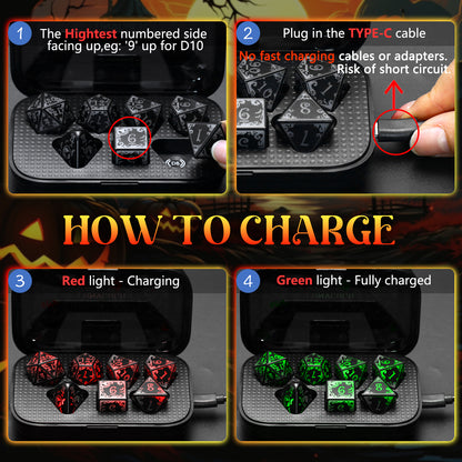 Pumpkin Orange-Wireless Light Up DND Dice Set