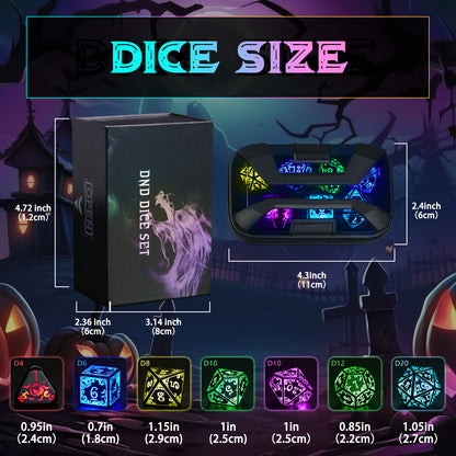 Pumpkin RGB-7 Color Wireless Light Up DND Dice Set