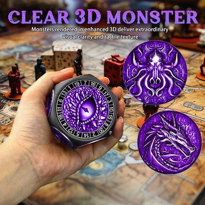 8 in 1 Metal Spinner Dice with Smooth Spinning – Perfect Gift for TTRPG(Black Dice - Purple)