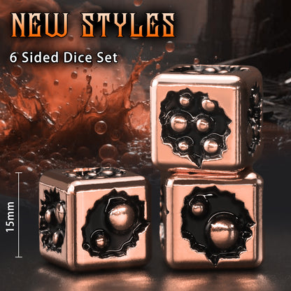 Metal D6 Dice, 6 Sided Dice Set of 6,DND Metal Dice Set for D and D Gifts-Copper Black