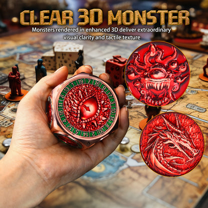 Metal Spinner Dice with Dual D20(Copper Red)