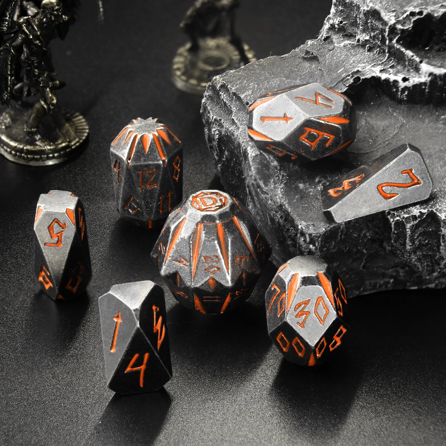Metal Dice DND Polyhedral Dice Set Stonehenge Theme RPG Dice-Rusty Orange