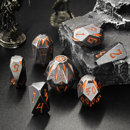 Metal Dice DND Polyhedral Dice Set Stonehenge Theme RPG Dice-Rusty Orange
